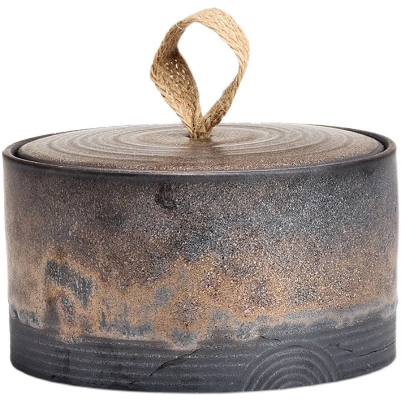 Trumpet Hermetic Pots Japanese Style Sugar Bowl Sealed Pot Tea Box Tangerine Peel Pot Ceramic Flower Tea Coarse Pottery Teaware