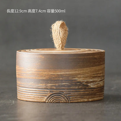 Trumpet Hermetic Pots Japanese Style Sugar Bowl Sealed Pot Tea Box Tangerine Peel Pot Ceramic Flower Tea Coarse Pottery Teaware