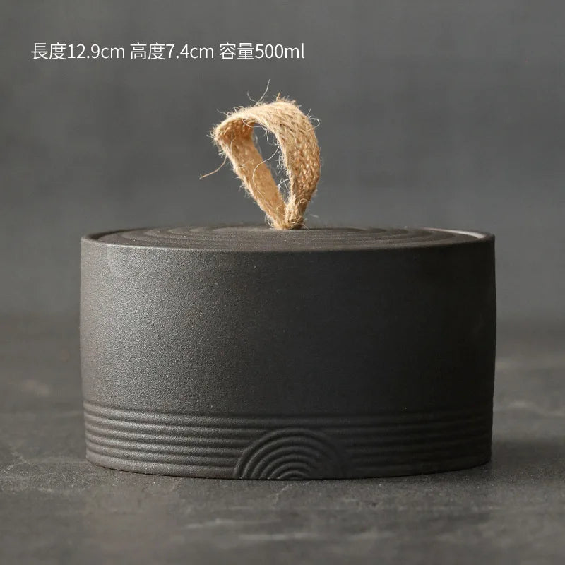 Trumpet Hermetic Pots Japanese Style Sugar Bowl Sealed Pot Tea Box Tangerine Peel Pot Ceramic Flower Tea Coarse Pottery Teaware