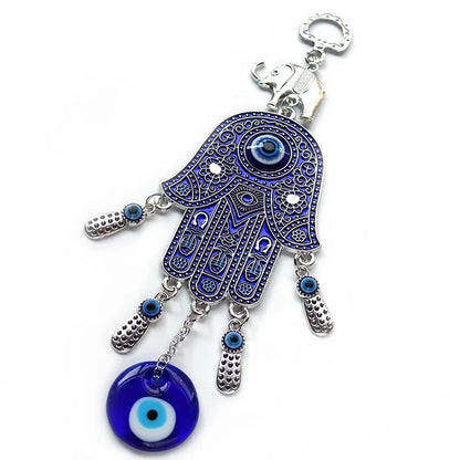 Turkish Blue Evil Eye Amulets Hand Wall Protection Hanging Lucky Pendant Wind Chimes Garden Home Decorations Ornament
