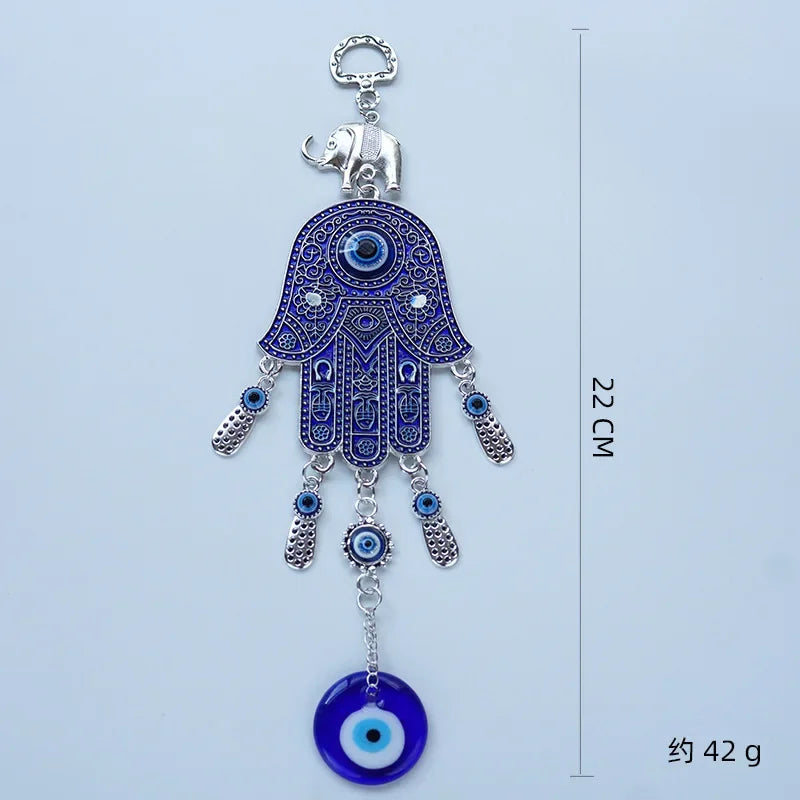 Turkish Blue Evil Eye Amulets Hand Wall Protection Hanging Lucky Pendant Wind Chimes Garden Home Decorations Ornament
