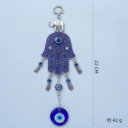 Turkish Blue Evil Eye Amulets Hand Wall Protection Hanging Lucky Pendant Wind Chimes Garden Home Decorations Ornament