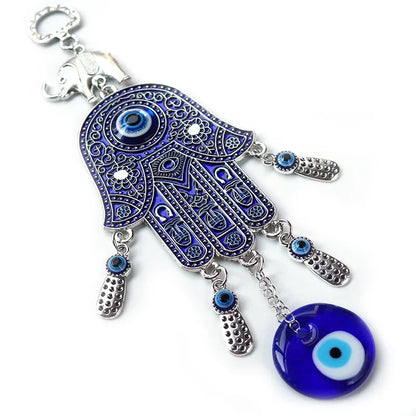 Turkish Blue Evil Eye Amulets Hand Wall Protection Hanging Lucky Pendant Wind Chimes Garden Home Decorations Ornament