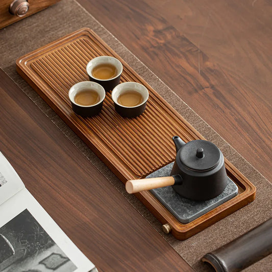 Two Usages Bamboo 3 Size Chinese Decor Tea Trays Presentation Teapot Base Living Room Decorative Trays Kung Fu Tea Ceremony Set