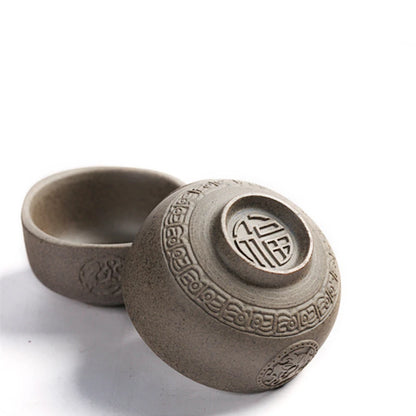 Two cup crude pottery kungfu tea cup dragon relief carved master cup of tea 45ml / 50ml / 80ml personal tea coffee cup on sales