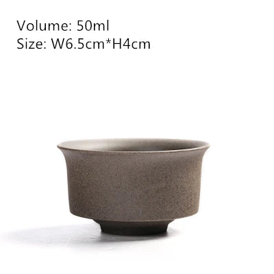 Two cup crude pottery kungfu tea cup dragon relief carved master cup of tea 45ml / 50ml / 80ml personal tea coffee cup on sales
