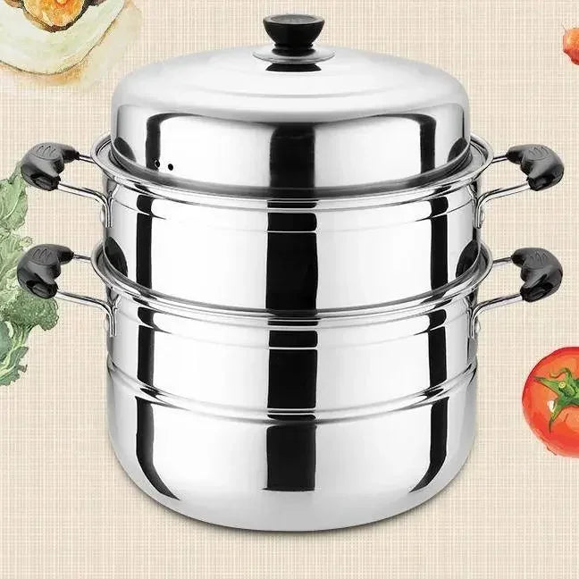 Two-layer and Three-layer Thick Steam Soup Pot Multifunctional Large-capacity Cooking Pot for Household Stainless Steel Cooker