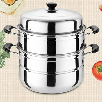 Two-layer and Three-layer Thick Steam Soup Pot Multifunctional Large-capacity Cooking Pot for Household Stainless Steel Cooker