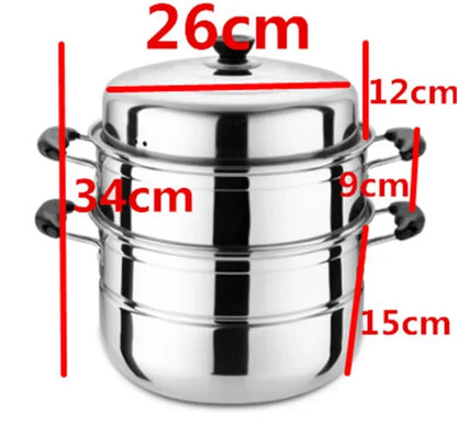 Two-layer and Three-layer Thick Steam Soup Pot Multifunctional Large-capacity Cooking Pot for Household Stainless Steel Cooker