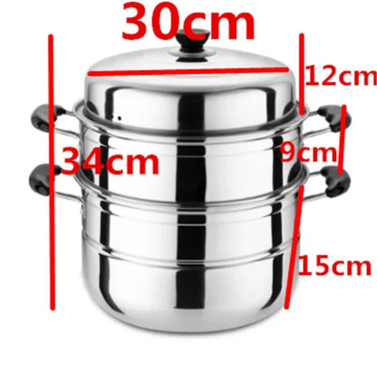 Two-layer and Three-layer Thick Steam Soup Pot Multifunctional Large-capacity Cooking Pot for Household Stainless Steel Cooker