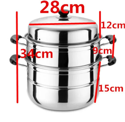 Two-layer and Three-layer Thick Steam Soup Pot Multifunctional Large-capacity Cooking Pot for Household Stainless Steel Cooker