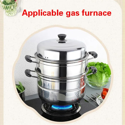 Two-layer and Three-layer Thick Steam Soup Pot Multifunctional Large-capacity Cooking Pot for Household Stainless Steel Cooker