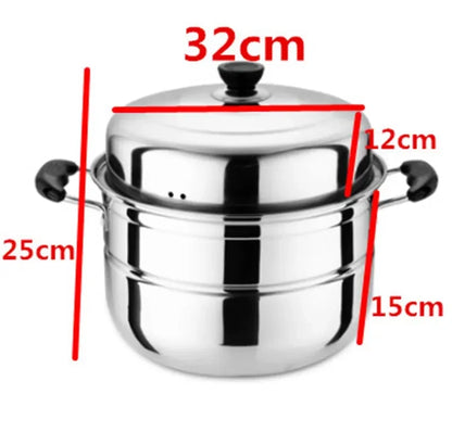 Two-layer and Three-layer Thick Steam Soup Pot Multifunctional Large-capacity Cooking Pot for Household Stainless Steel Cooker
