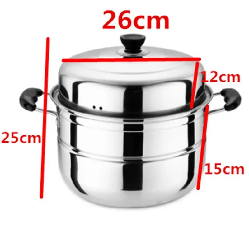 Two-layer and Three-layer Thick Steam Soup Pot Multifunctional Large-capacity Cooking Pot for Household Stainless Steel Cooker