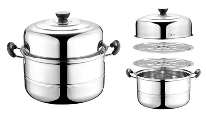 Two-layer and Three-layer Thick Steam Soup Pot Multifunctional Large-capacity Cooking Pot for Household Stainless Steel Cooker