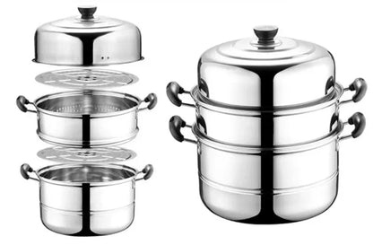Two-layer and Three-layer Thick Steam Soup Pot Multifunctional Large-capacity Cooking Pot for Household Stainless Steel Cooker