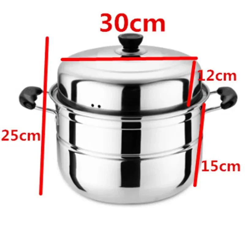 Two-layer and Three-layer Thick Steam Soup Pot Multifunctional Large-capacity Cooking Pot for Household Stainless Steel Cooker