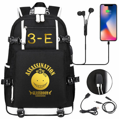 USB Boy Girl Kids Book Bags Anime Assassination Classroom Large Capacity Teenagers Schoolbags Women Men Laptop Travel Backpack
