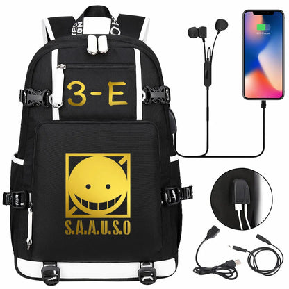 USB Boy Girl Kids Book Bags Anime Assassination Classroom Large Capacity Teenagers Schoolbags Women Men Laptop Travel Backpack