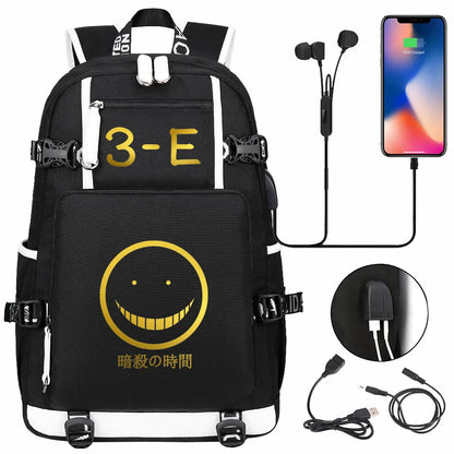 USB Boy Girl Kids Book Bags Anime Assassination Classroom Large Capacity Teenagers Schoolbags Women Men Laptop Travel Backpack