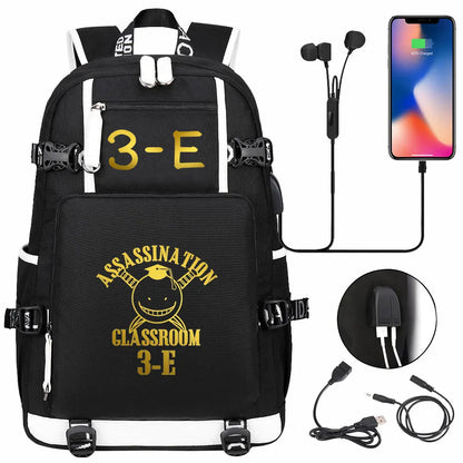 USB Boy Girl Kids Book Bags Anime Assassination Classroom Large Capacity Teenagers Schoolbags Women Men Laptop Travel Backpack