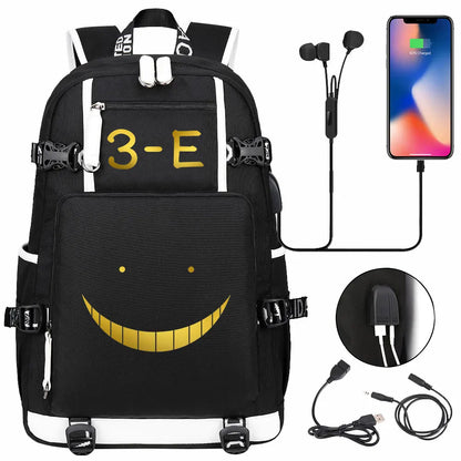 USB Boy Girl Kids Book Bags Anime Assassination Classroom Large Capacity Teenagers Schoolbags Women Men Laptop Travel Backpack
