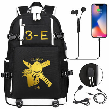 USB Boy Girl Kids Book Bags Anime Assassination Classroom Large Capacity Teenagers Schoolbags Women Men Laptop Travel Backpack