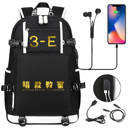 USB Boy Girl Kids Book Bags Anime Assassination Classroom Large Capacity Teenagers Schoolbags Women Men Laptop Travel Backpack