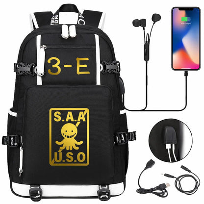 USB Boy Girl Kids Book Bags Anime Assassination Classroom Large Capacity Teenagers Schoolbags Women Men Laptop Travel Backpack