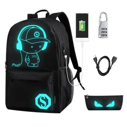 USB Charge music luminous 2024 new unisex school For teenage teenagers backpack to school Student book bag for boys girls