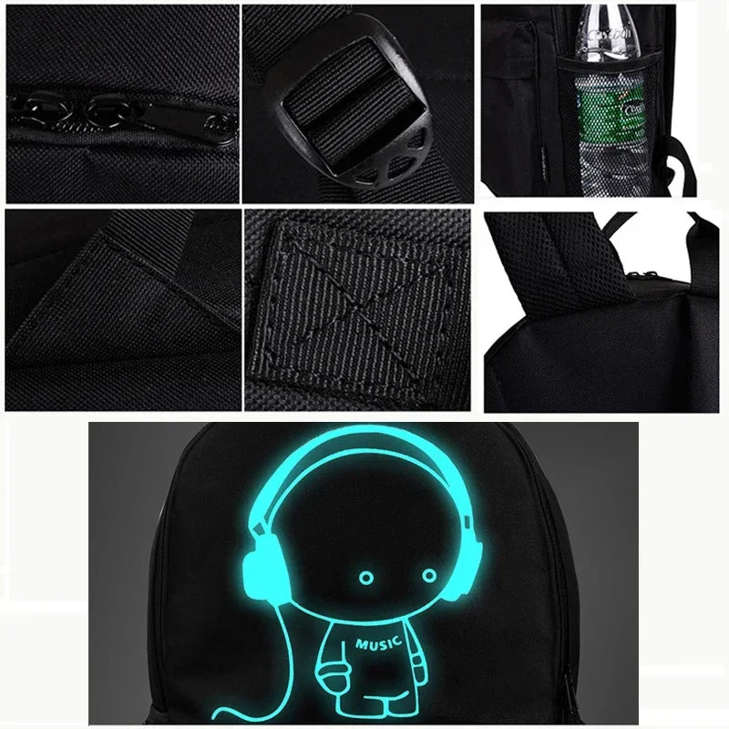 USB Charge music luminous 2024 new unisex school For teenage teenagers backpack to school Student book bag for boys girls