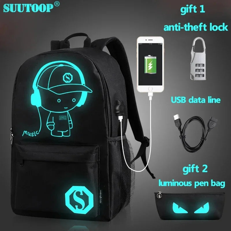 USB Charge music luminous 2024 new unisex school For teenage teenagers backpack to school Student book bag for boys girls
