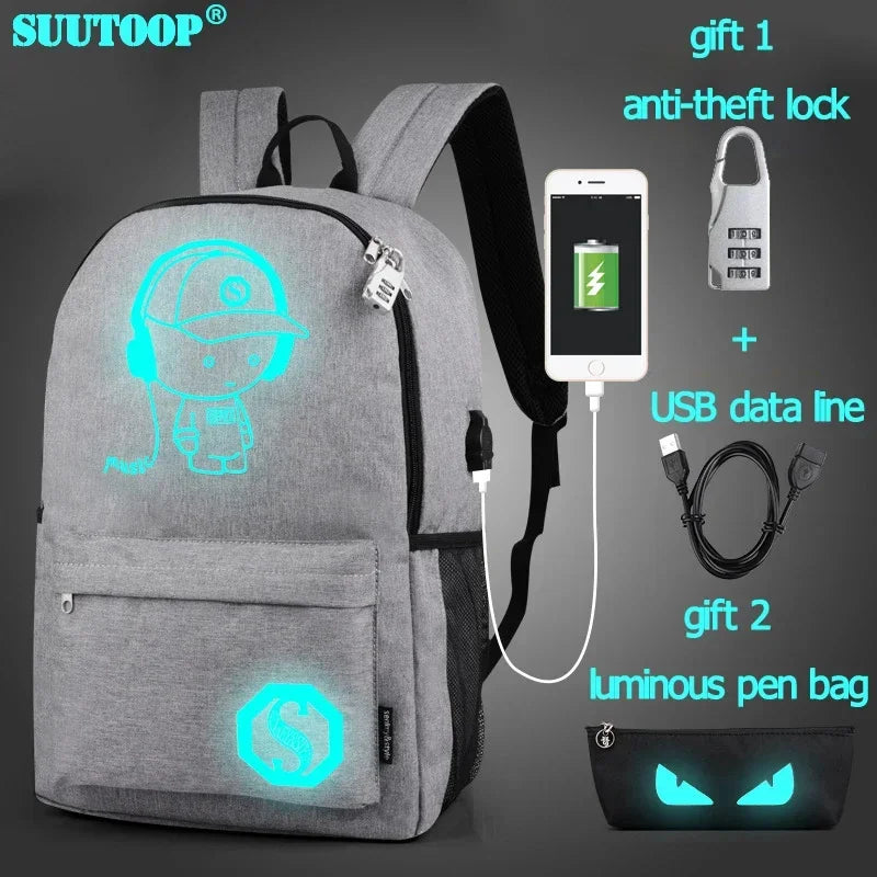 USB Charge music luminous 2024 new unisex school For teenage teenagers backpack to school Student book bag for boys girls