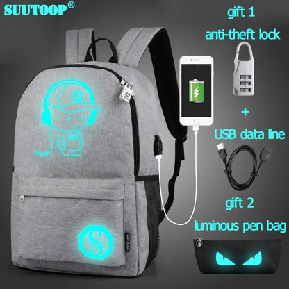USB Charge music luminous 2024 new unisex school For teenage teenagers backpack to school Student book bag for boys girls