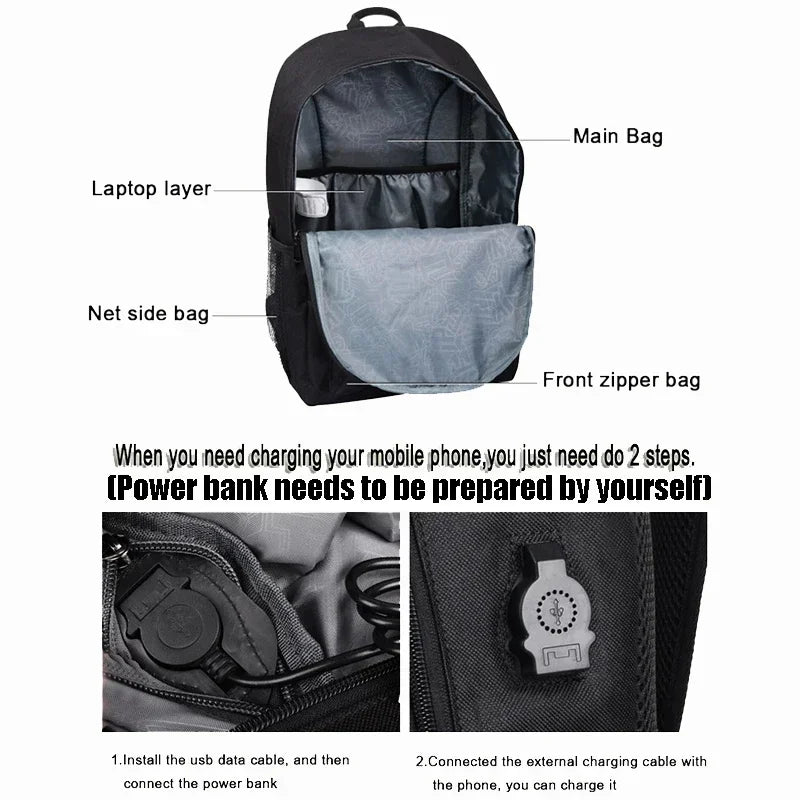 USB Charge music luminous 2024 new unisex school For teenage teenagers backpack to school Student book bag for boys girls