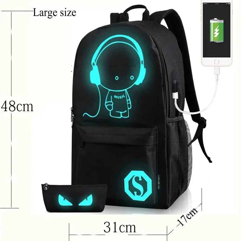 USB Charge music luminous 2024 new unisex school For teenage teenagers backpack to school Student book bag for boys girls