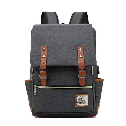 USB Charger Bag Women Canvas Backpacks for Teenager Girls Men Casual Student School Bag Fashion Travel Rucksacks for Laptop