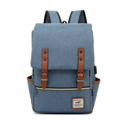 USB Charger Bag Women Canvas Backpacks for Teenager Girls Men Casual Student School Bag Fashion Travel Rucksacks for Laptop