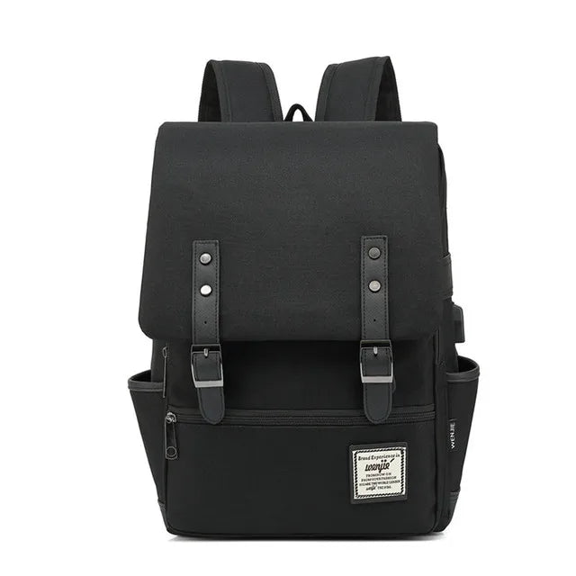USB Charger Bag Women Canvas Backpacks for Teenager Girls Men Casual Student School Bag Fashion Travel Rucksacks for Laptop