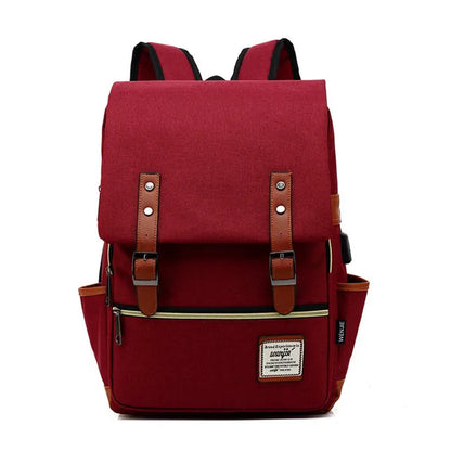 USB Charger Bag Women Canvas Backpacks for Teenager Girls Men Casual Student School Bag Fashion Travel Rucksacks for Laptop