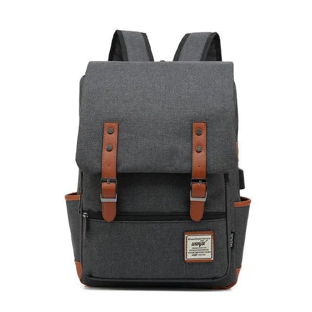 USB Charger Bag Women Canvas Backpacks for Teenager Girls Men Casual Student School Bag Fashion Travel Rucksacks for Laptop