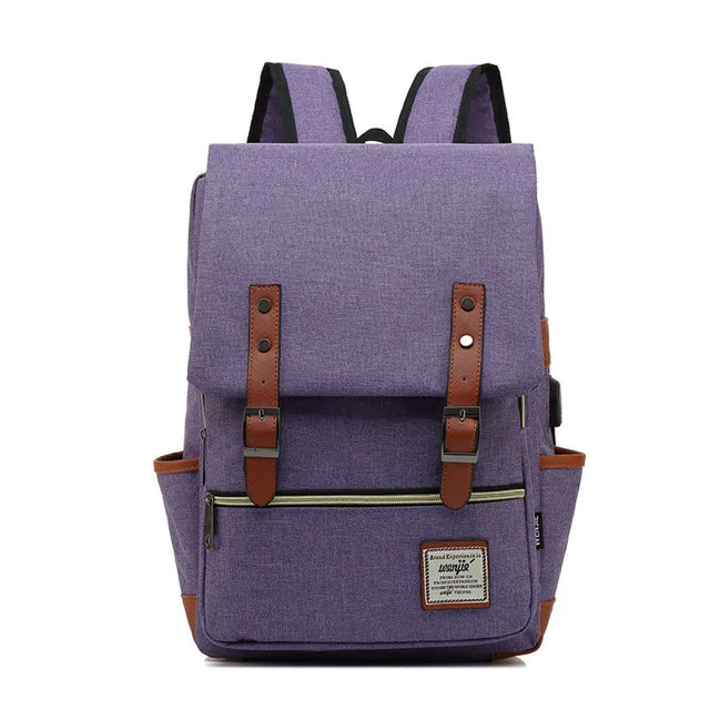 USB Charger Bag Women Canvas Backpacks for Teenager Girls Men Casual Student School Bag Fashion Travel Rucksacks for Laptop