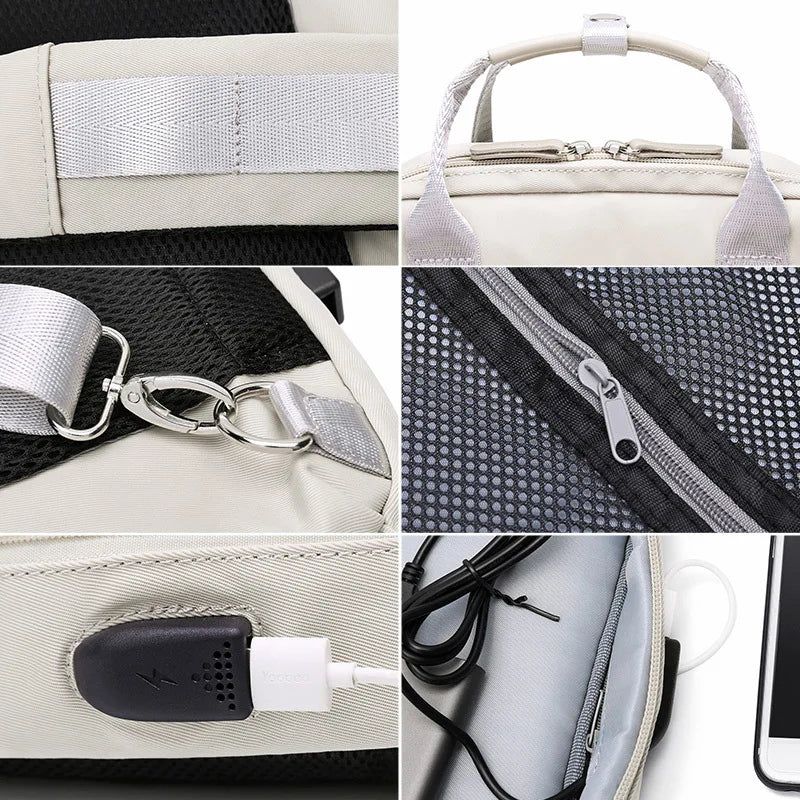 USB Charging Women Backpack 14 15.6 Inch Laptop Backpack Fashion Function School Backpack Travel Bag