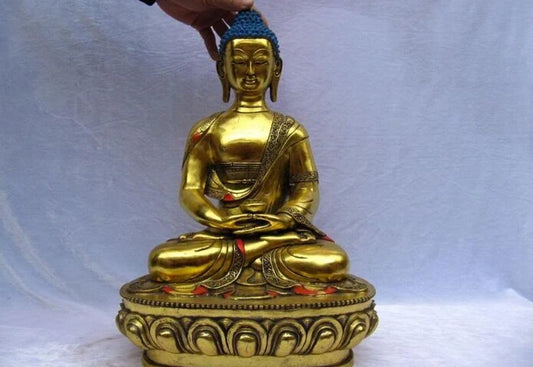 USPS to USA S2963 20" Tibet Temple Copper Bronze Gild Amitayus Sakyamuni Tathagata Buddha Statue