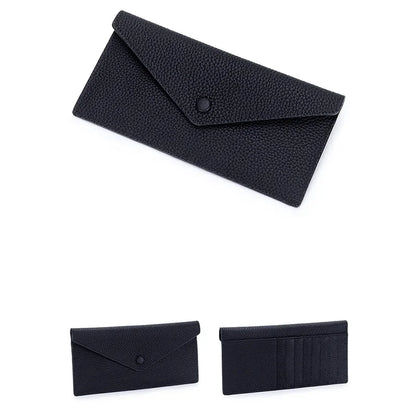 Ultrathin Women's Envelope Style Credit Card Holder Cute Cash Wallet for Ladies Genuine Leather Clutch Cellphone Bag