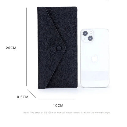 Ultrathin Women's Envelope Style Credit Card Holder Cute Cash Wallet for Ladies Genuine Leather Clutch Cellphone Bag