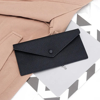 Ultrathin Women's Envelope Style Credit Card Holder Cute Cash Wallet for Ladies Genuine Leather Clutch Cellphone Bag