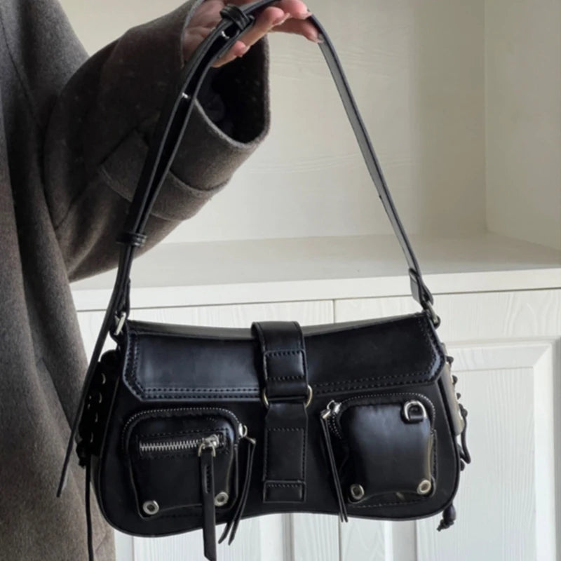Underarm Bag Leather Tote Bag Handbag Cool Leisure Bags Trendy Armpit Bag