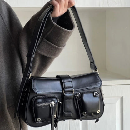 Underarm Bag Leather Tote Bag Handbag Cool Leisure Bags Trendy Armpit Bag