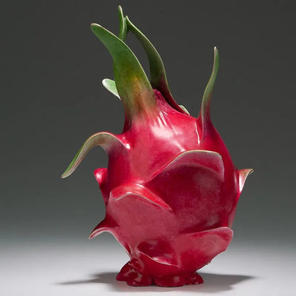 Unique 100% Pure handmade 3D bronze carving ART Auspicious GOOD LUCK pitaya Fruits Mascot  statue HOME BAR STORE decorative art